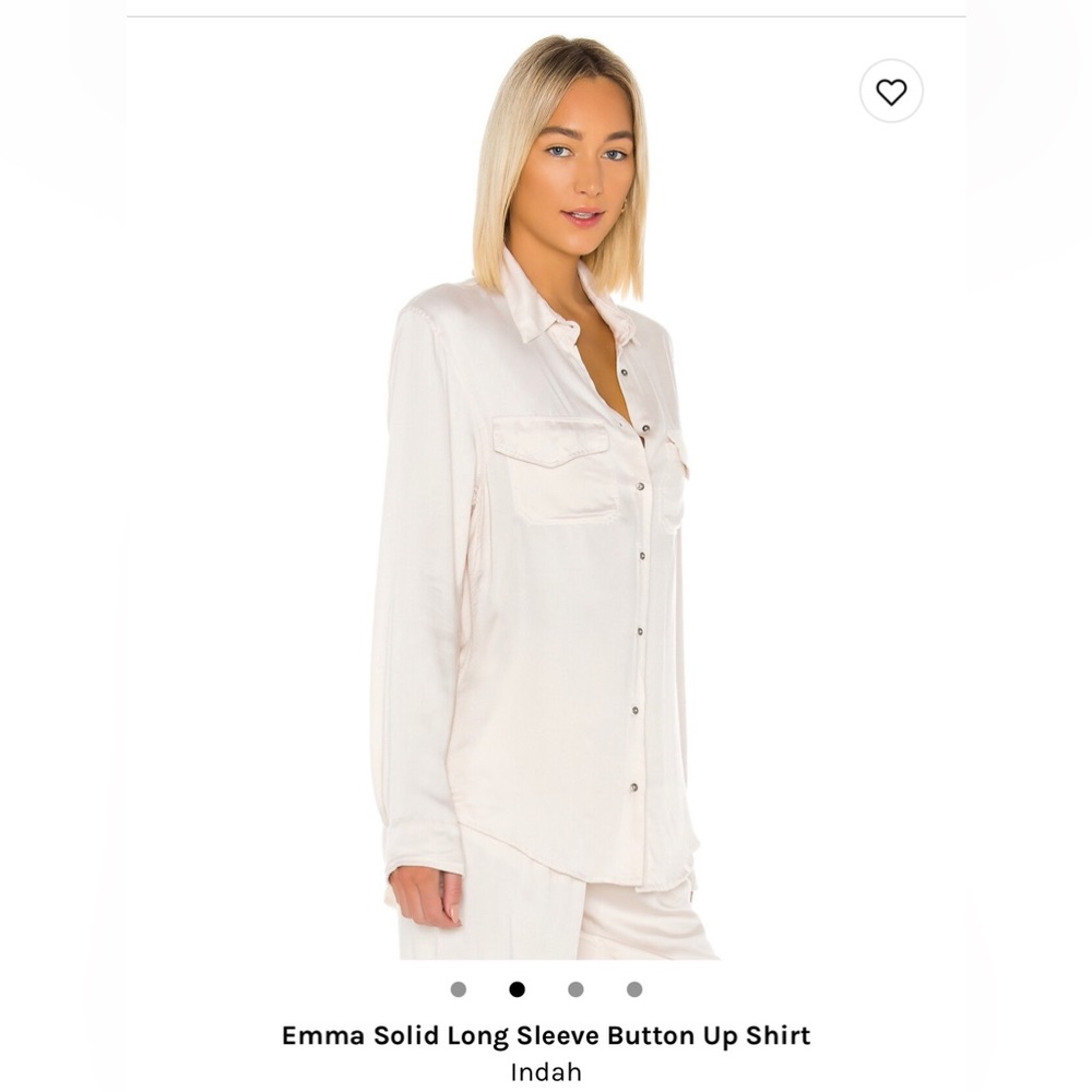 Indah Solid Long Sleeve Button Up Shirt - Picture 2 of 6